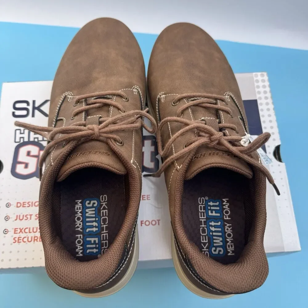 Skechers Men's Swift Fit Hands Free Memory Foam Casual Shoe Brown Size 13